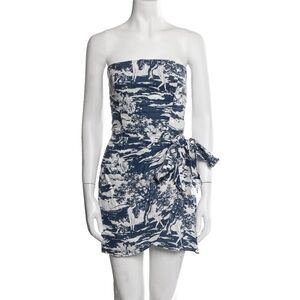 Reformation Blue and White Strapless Turnip Dress in Toscana Print- Size 4